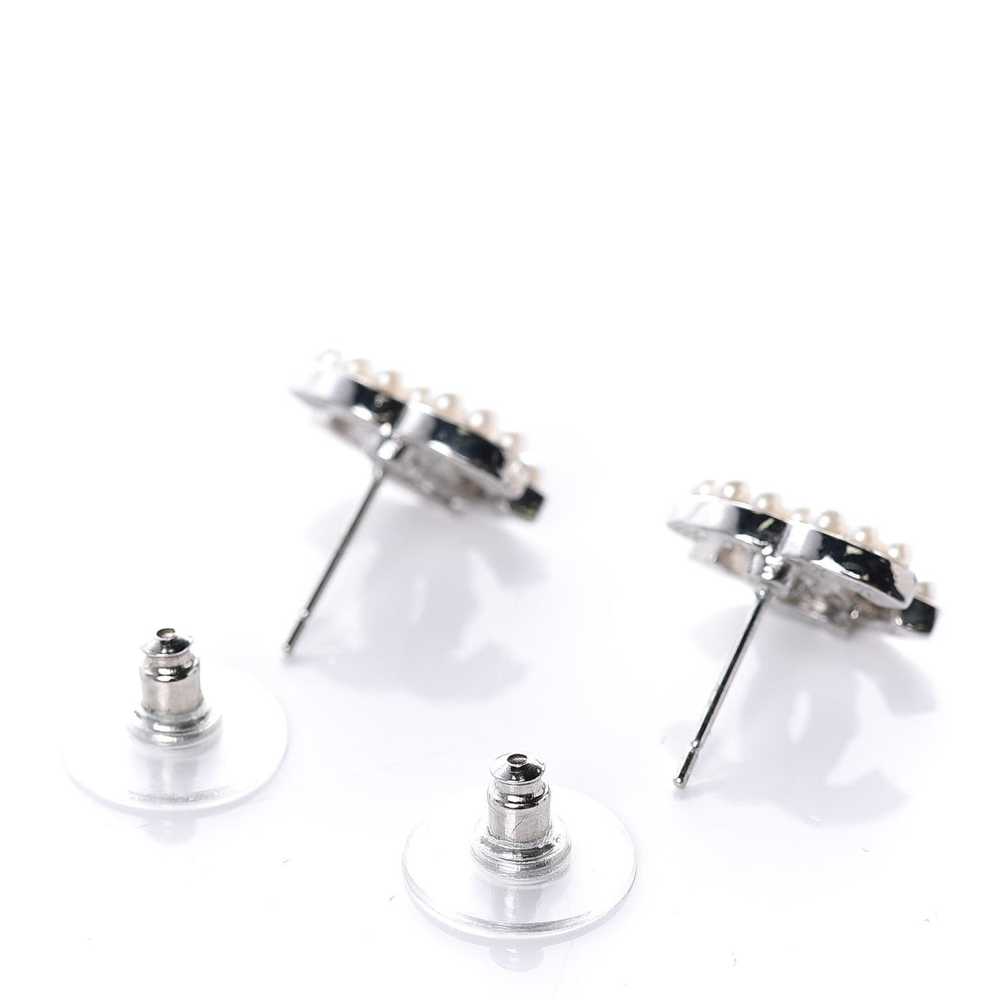 Pearl CC Earrings Silver