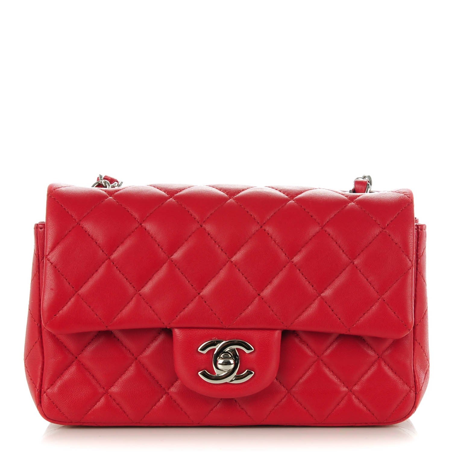 Chanel Lambskin Quilted Mini Rectangular Flap Red 1 of 8