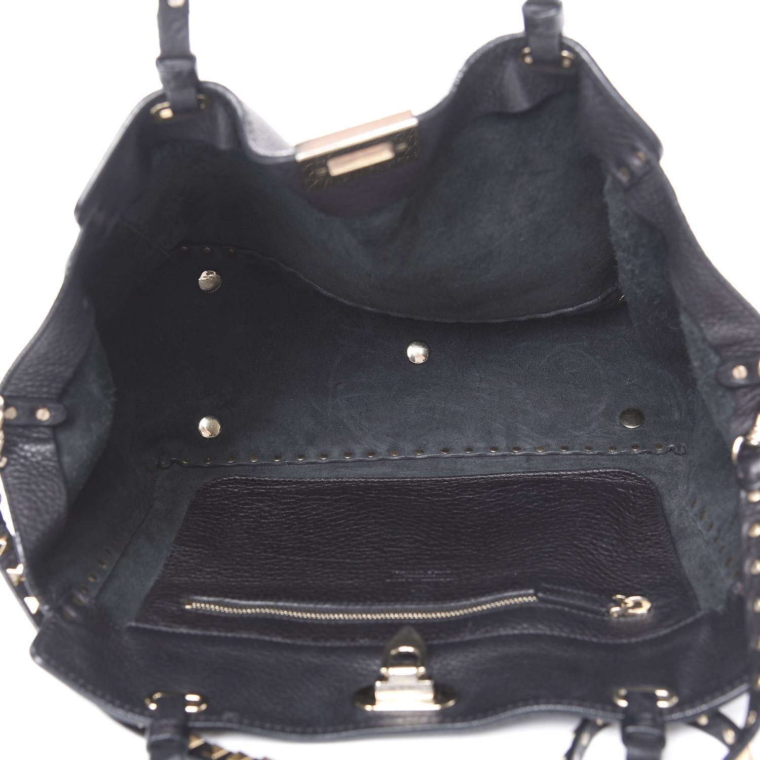 Valentino Garavani Pebbled Calfskin Medium Rockstud Tote Black 4 of 9