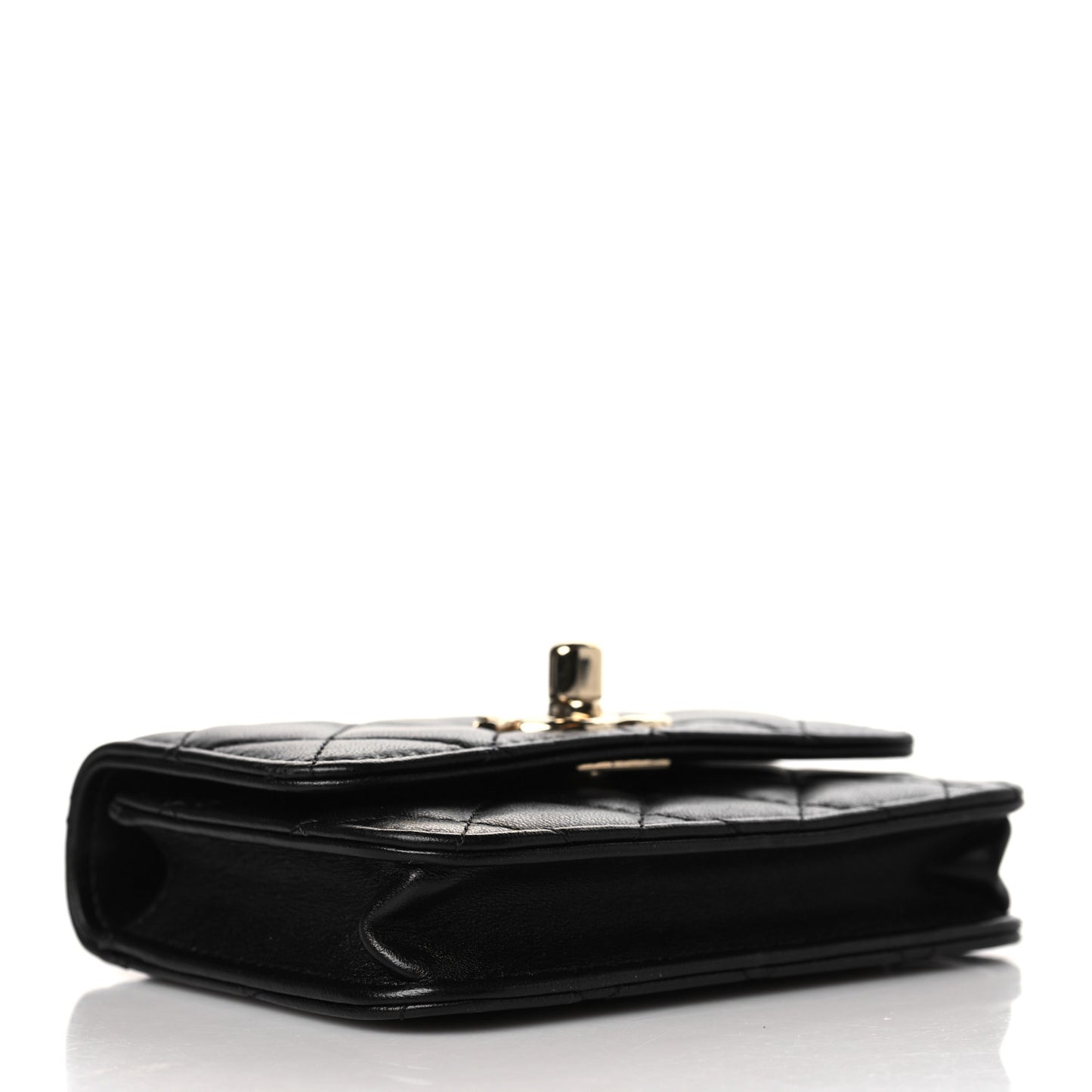 Lambskin Quilted Trendy CC Card Holder On Chain Black