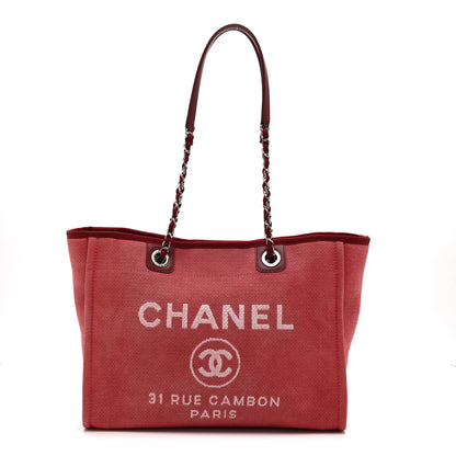Chanel Canvas Small Deauville Tote Red 1 of 10