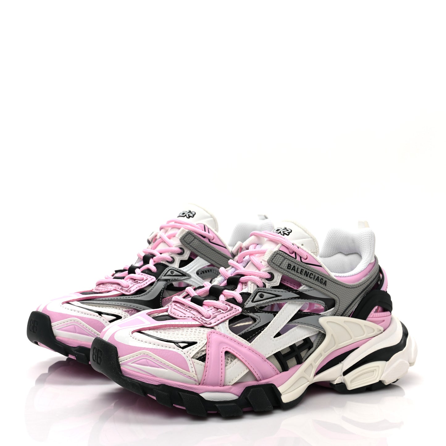 Rubber Mesh Tri-Color Womens Track.2 Open Sneakers 37 Pink Grey White