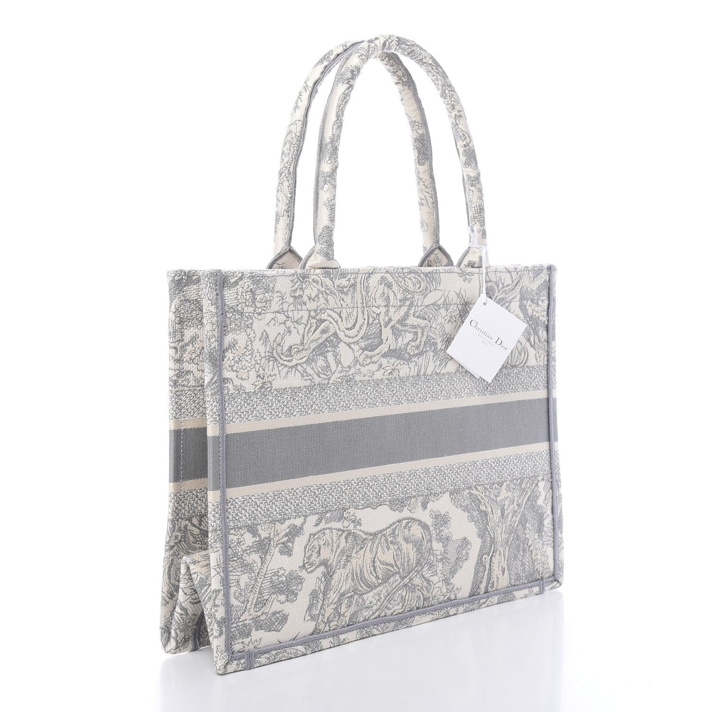 Canvas Embroidered Medium Dioriviera Toile De Jouy Book Tote Gray