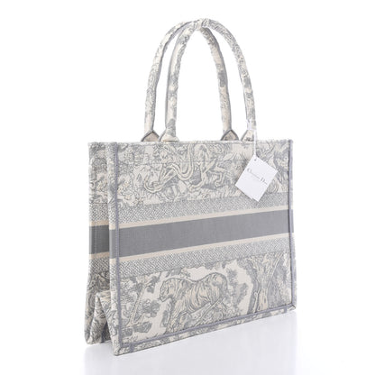 Christian Dior Canvas Embroidered Medium Dioriviera Toile De Jouy Book Tote Gray 3 of 12