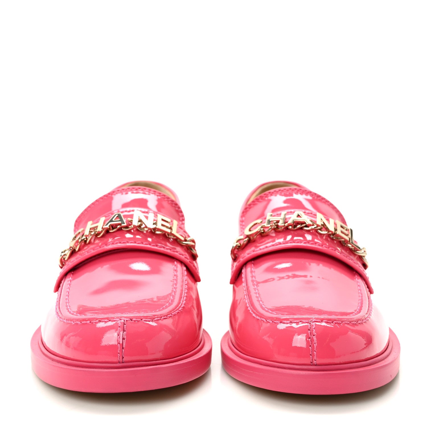 Chanel Patent Calfskin Logo Loafers 37 Pink 2 of 10