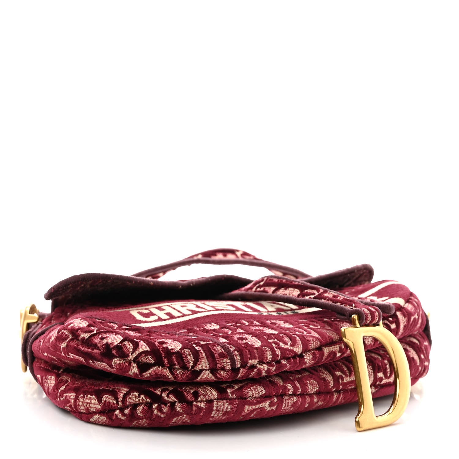Christian Dior Velvet Oblique Saddle Bag Burgundy 4 of 12