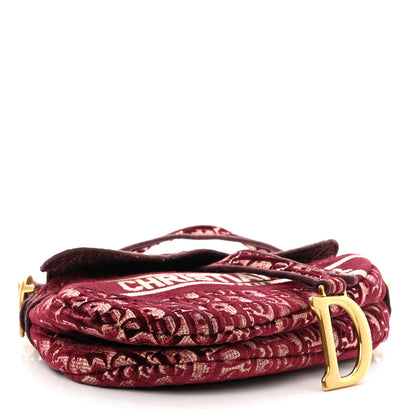 Christian Dior Velvet Oblique Saddle Bag Burgundy 4 of 12