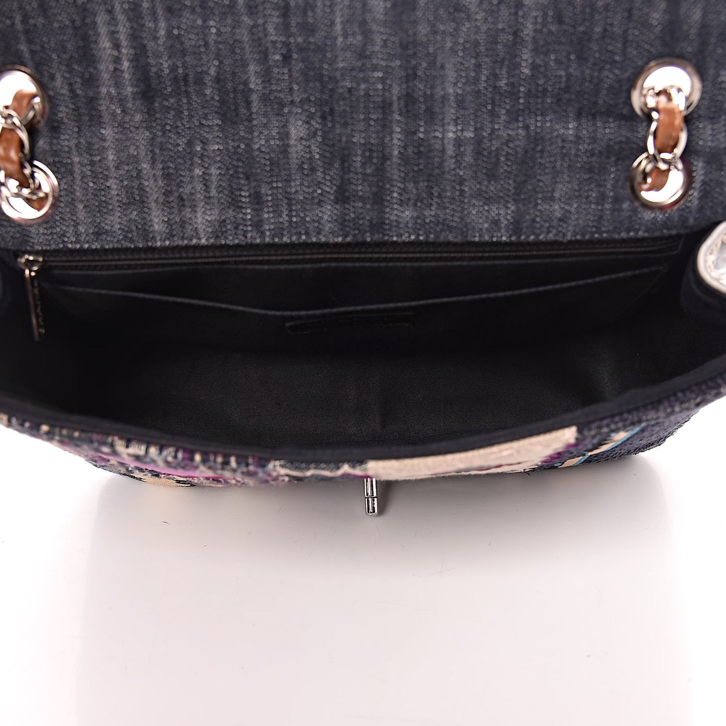Denim Tweed Patchwork Jumbo Single Flap Multicolor