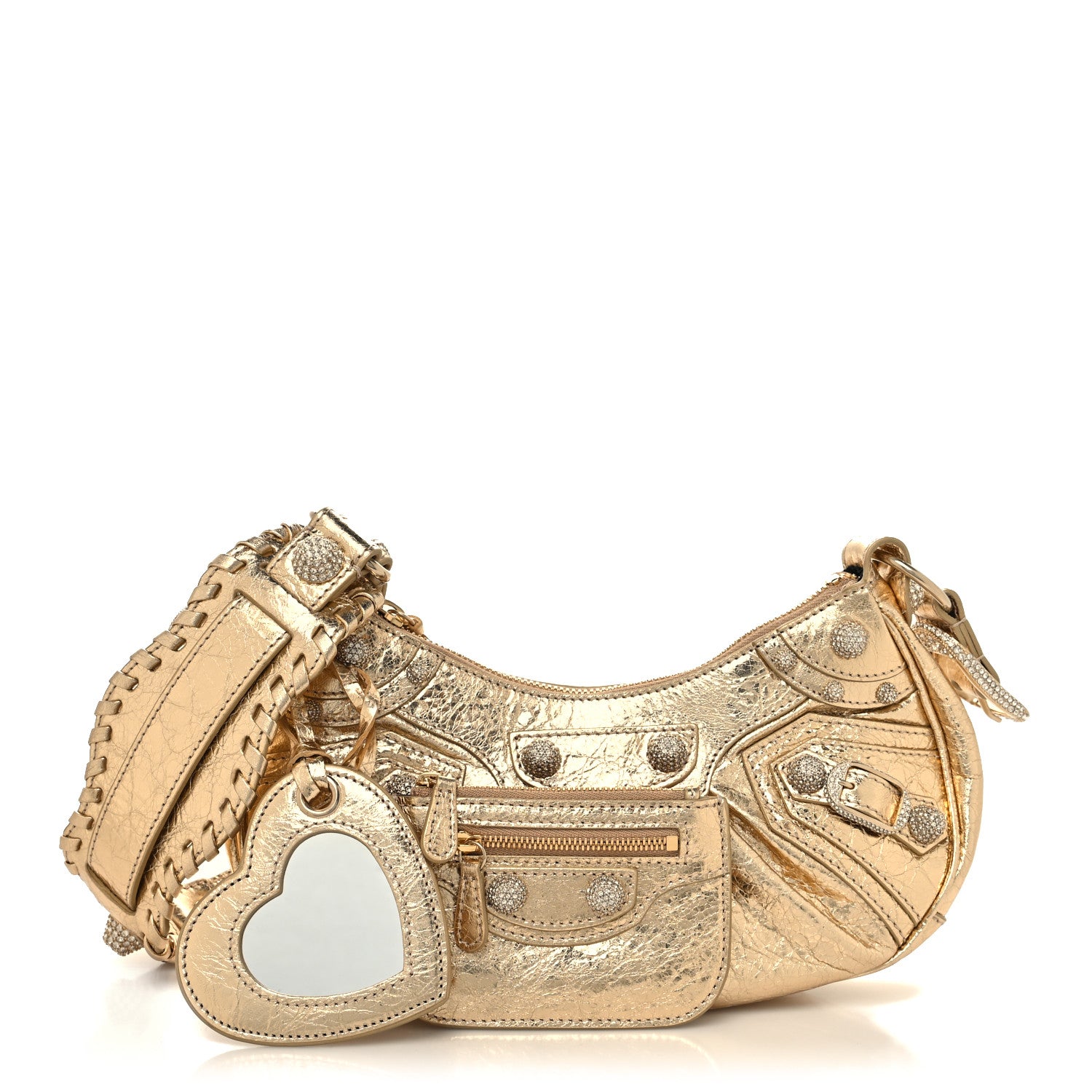 Balenciaga Metallic Agneau Arena Crystal Le Cagole Shoulder Bag XS Light Gold 1 of 12