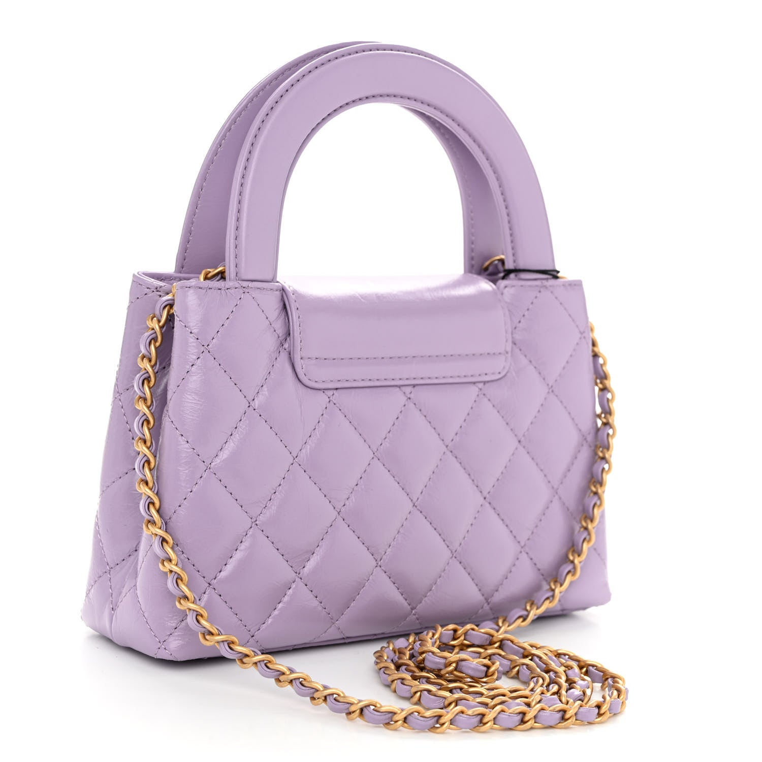Chanel Shiny Aged Calfskin Quilted Nano Kelly Shopper Lilac 3 of 9