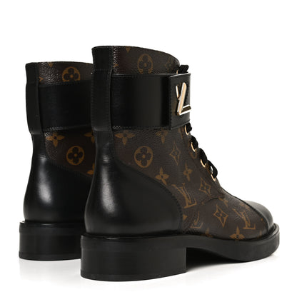 Louis Vuitton Calfskin Monogram Wonderland Flat Ranger Boots 39.5 Black 4 of 10
