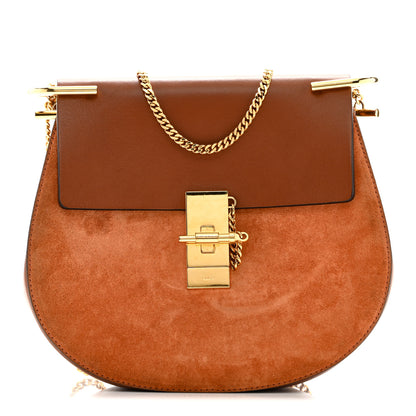 Chloe Suede Smooth Calfskin Drew Shoulder Bag Classic Tobacco 1 of 9