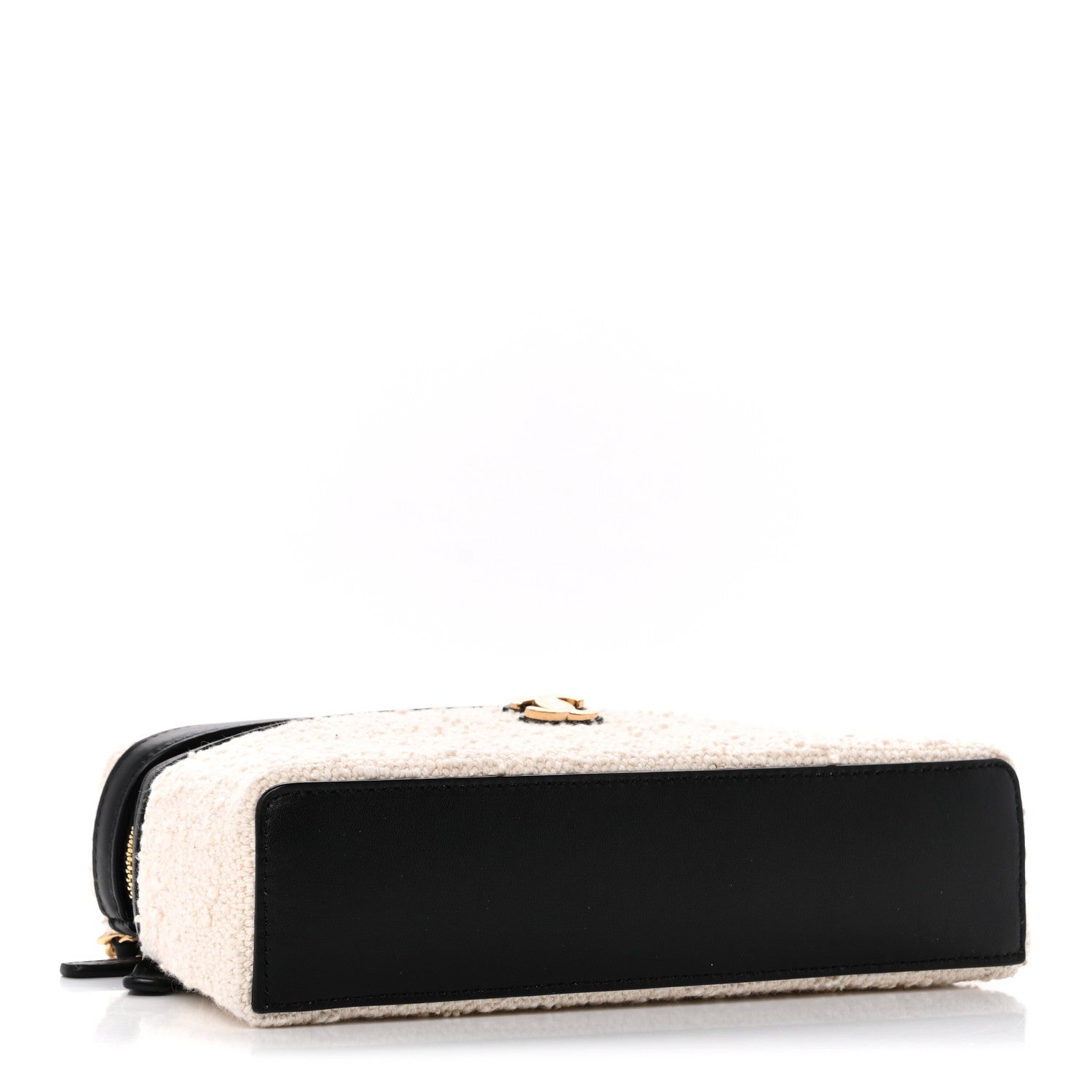 Chanel Tweed Calfskin Top Handle Slim Vanity Case With Chain Black Beige 4 of 11