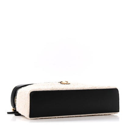 Chanel Tweed Calfskin Top Handle Slim Vanity Case With Chain Black Beige 4 of 11