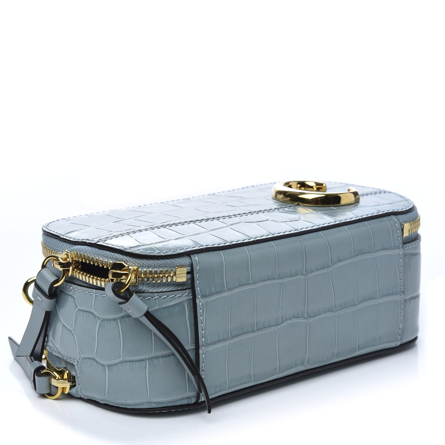 Chloe Calfskin Crocodile Embossed Mini C Vanity Bag Faded Blue 4 of 9