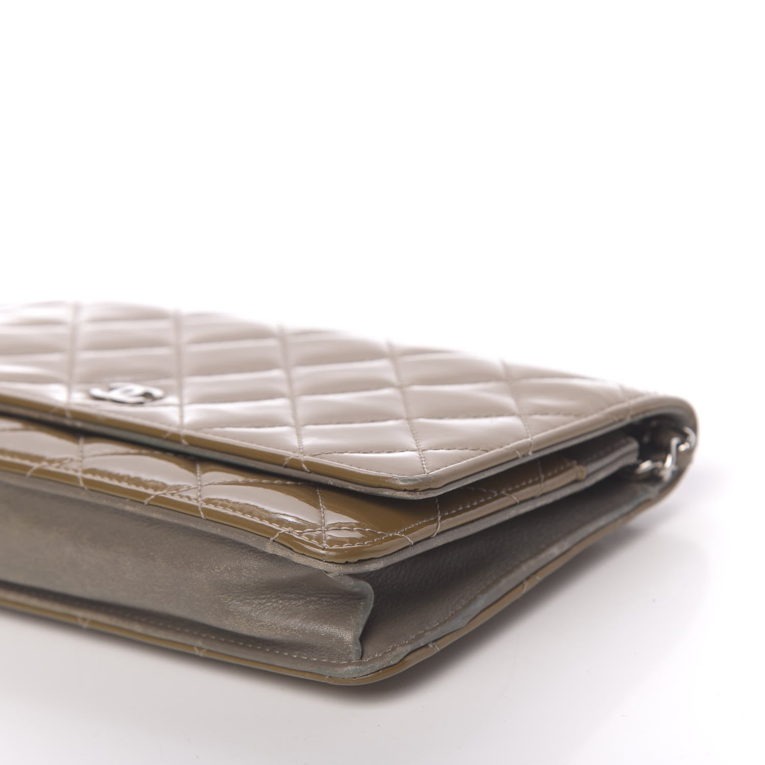 Chanel Patent Quilted Wallet On Chain WOC Brown 10 of 13