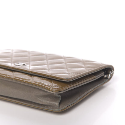 Chanel Patent Quilted Wallet On Chain WOC Brown 10 of 13