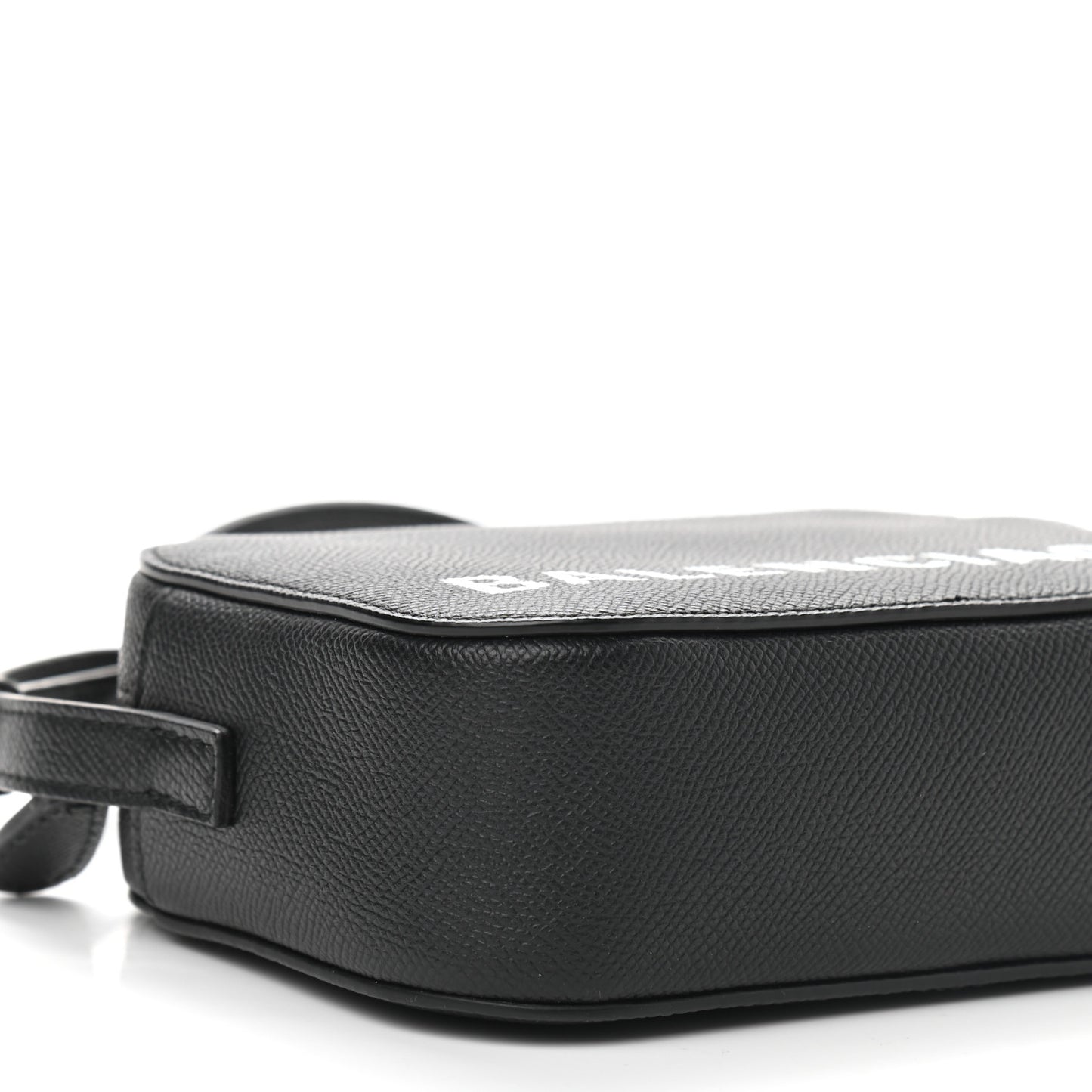 Signature Grained Calfskin Logo XS Ville Camera Bag Black White