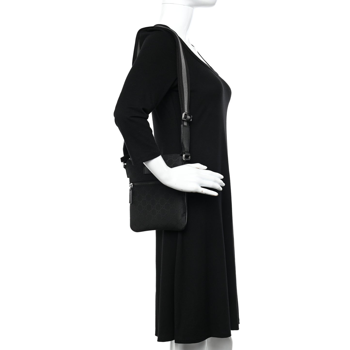 Nylon Monogram Mini Flat Messenger Bag Black