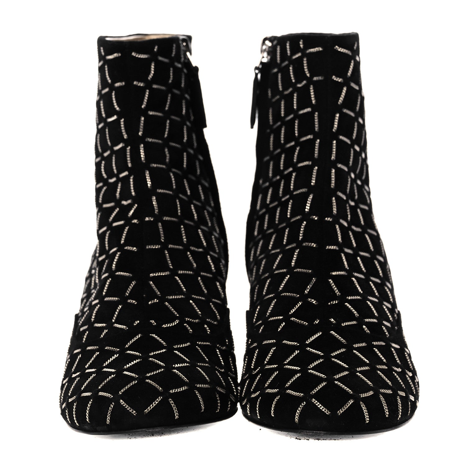 Chanel Kid Suede Chaine Short Boots 40.5 Black 2 of 9