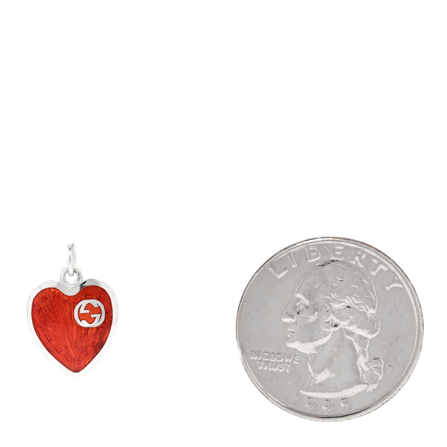 Gucci Sterling Silver Enamel Interlocking G Heart Pendant Red 2 of 3