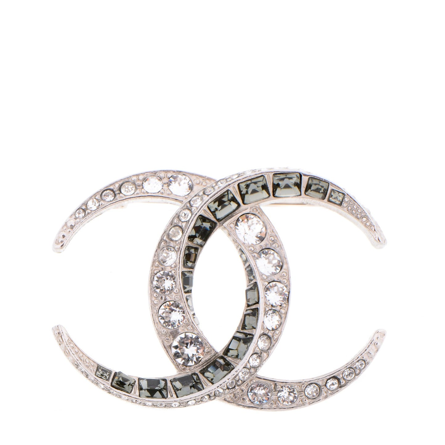 Baguette Crystal CC Brooch Silver