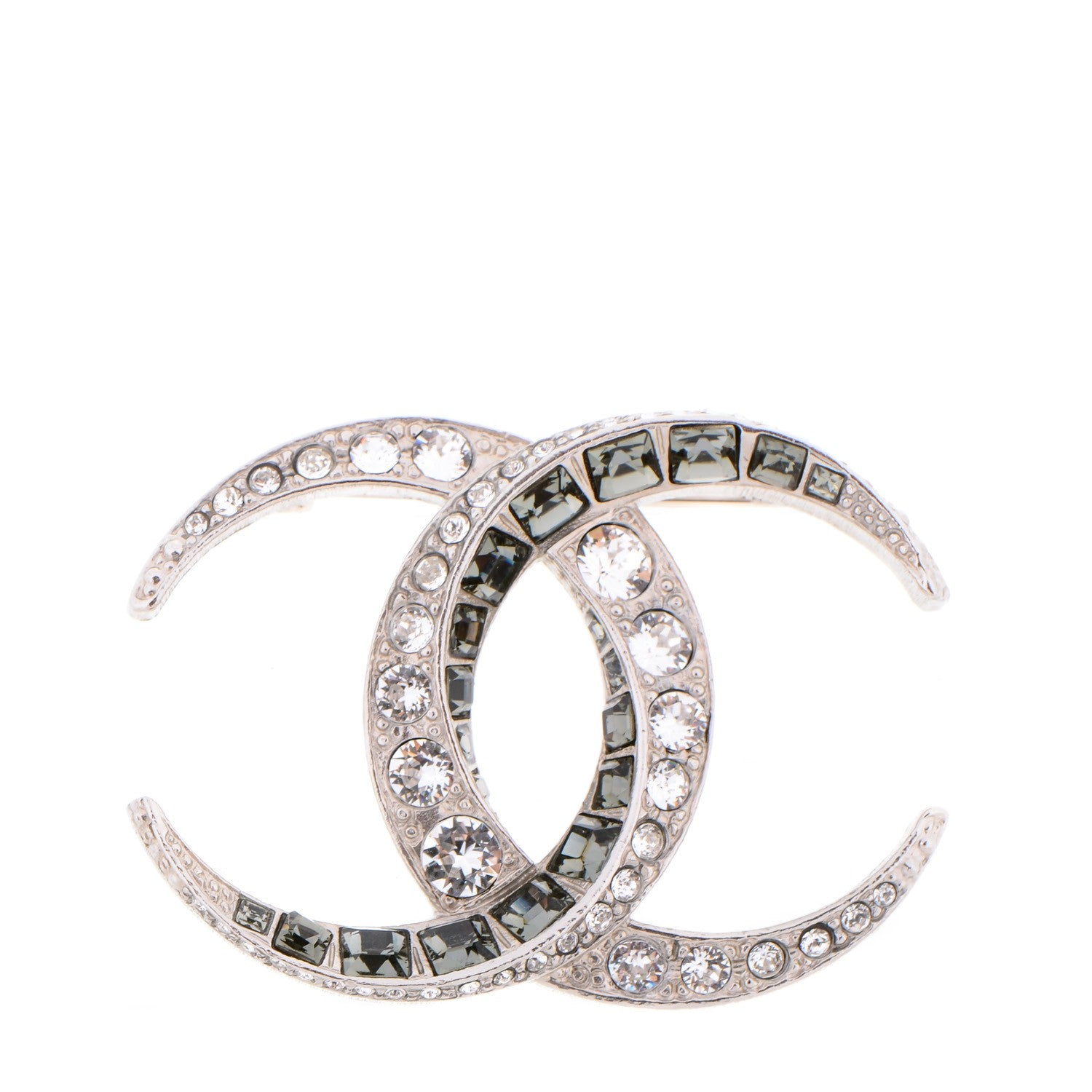 Chanel Baguette Crystal CC Brooch Silver 1 of 5