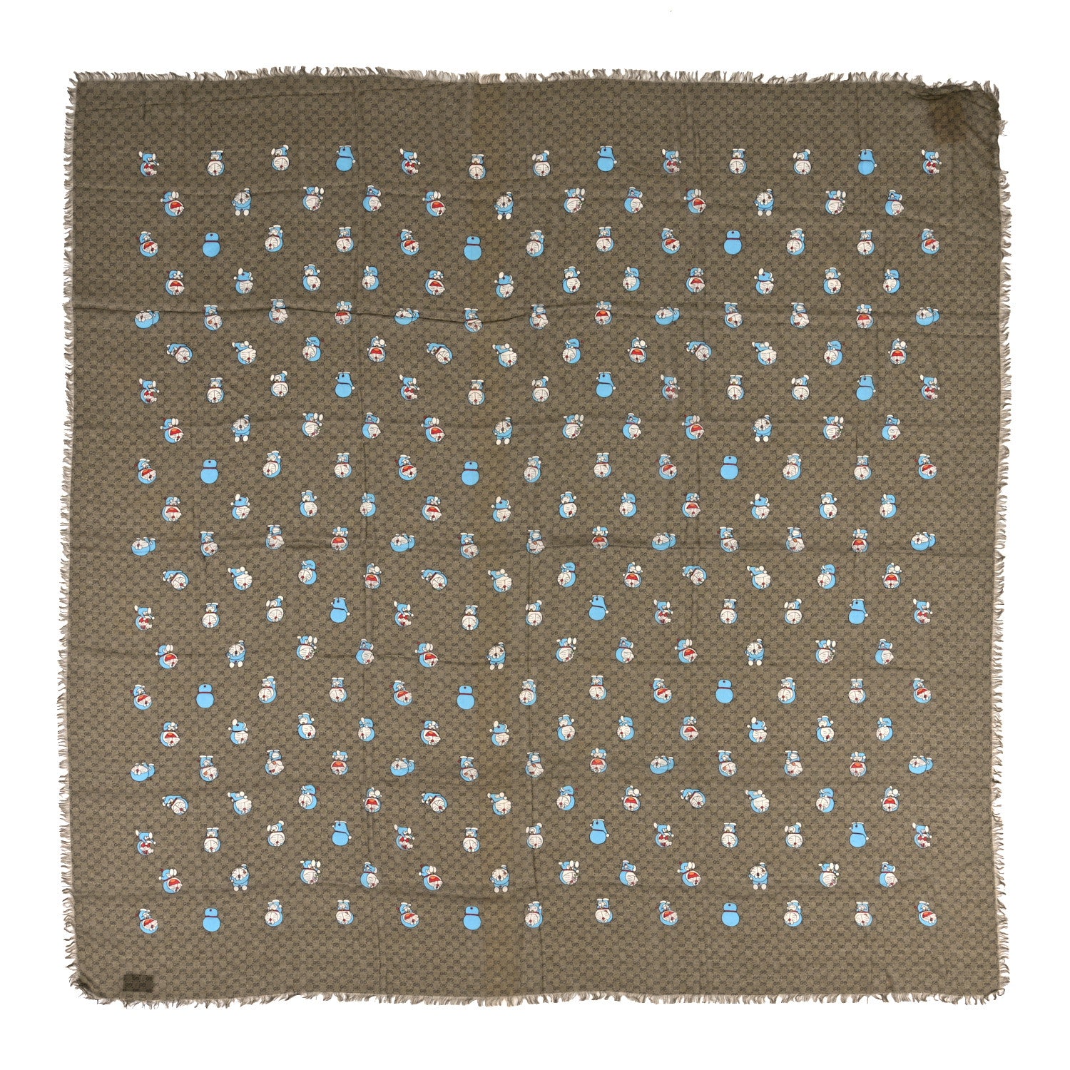 Gucci X DORAEMON Modal Silk Mini Vintage Monogram Shawl Beige 1 of 3
