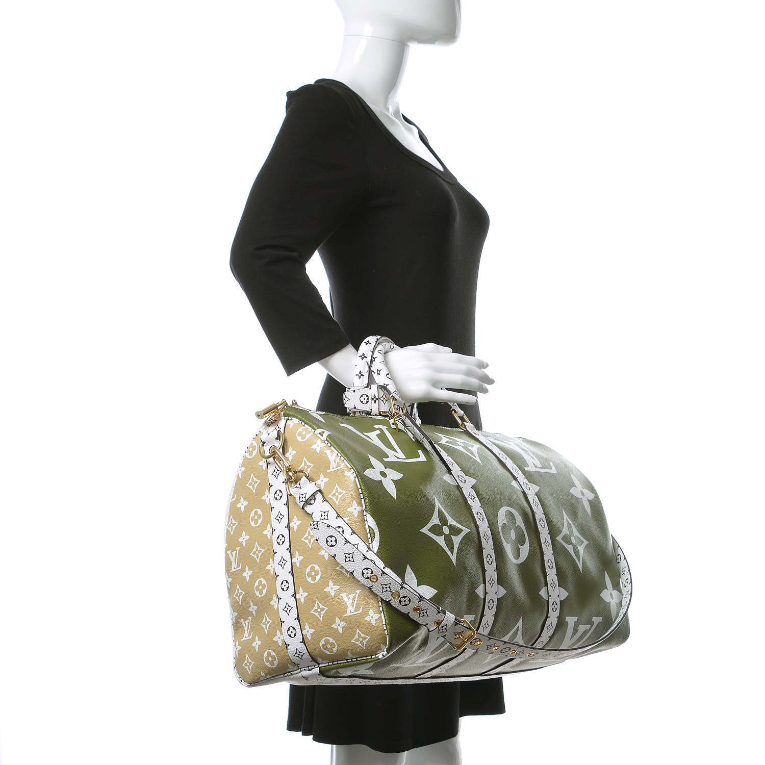 Louis Vuitton Monogram Giant Keepall Bandouliere 50 Kaki Beige 2 of 12
