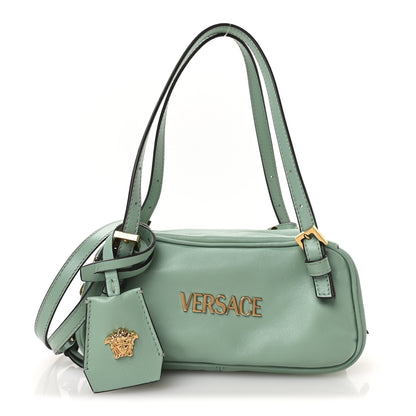 Versace Lambskin Mini Tag Bowling Bag Turquoise 1 of 9