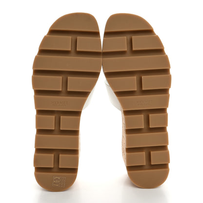 Hermes Calfskin Cork Eze 30 Sandals 37 White 6 of 10