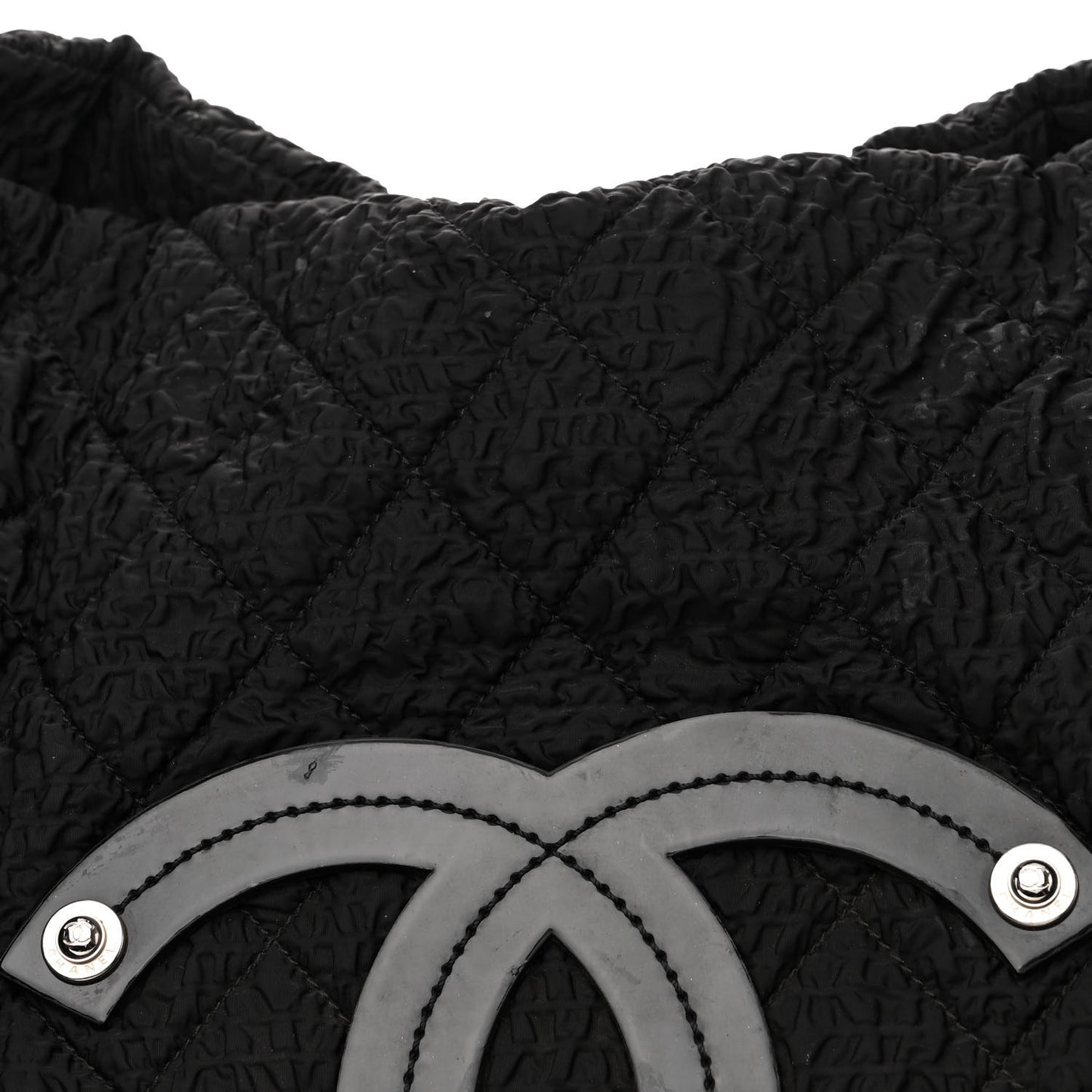 Nylon Quilted CC Logo Tote Black