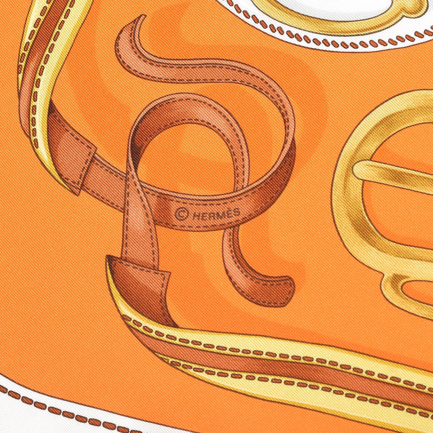 Hermes Silk Bouclerie d'Attelage Scarf 70 Orange Or 5 of 5