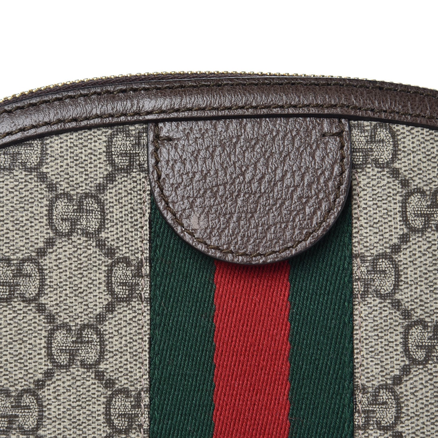 GG Supreme Monogram Textured Dollar Calfskin Web Small Ophidia Dome Shoulder Bag Beige Ebony New Acero