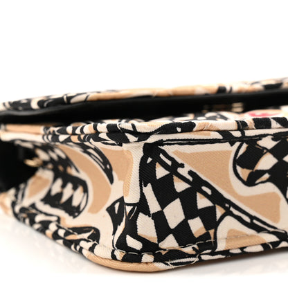 Chanel Canvas Check Flag Printed CC Clutch With Chain Beige Multicolor 10 of 11