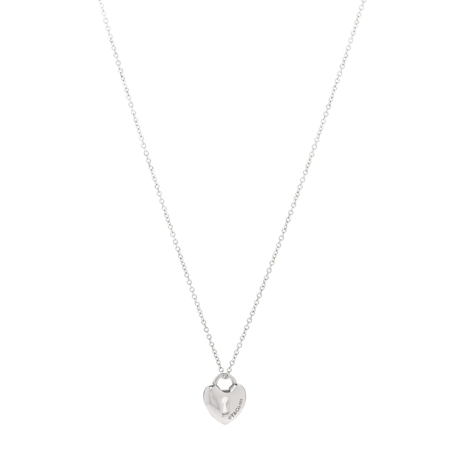 Sterling Silver Heart Lock Pendant Link Necklace