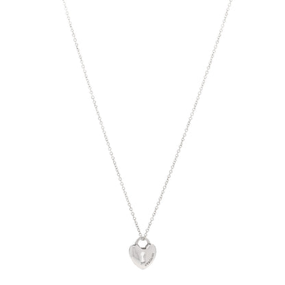 Tiffany Sterling Silver Heart Lock Pendant Link Necklace 1 of 6
