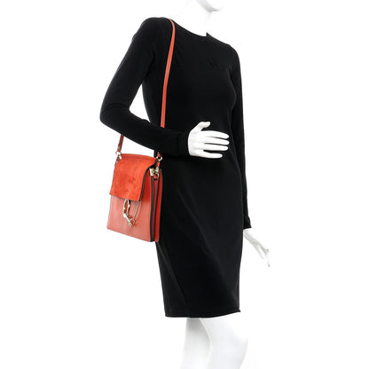 Chloe Calfskin Suede Medium Faye Shoulder Bag Orange 2 of 7