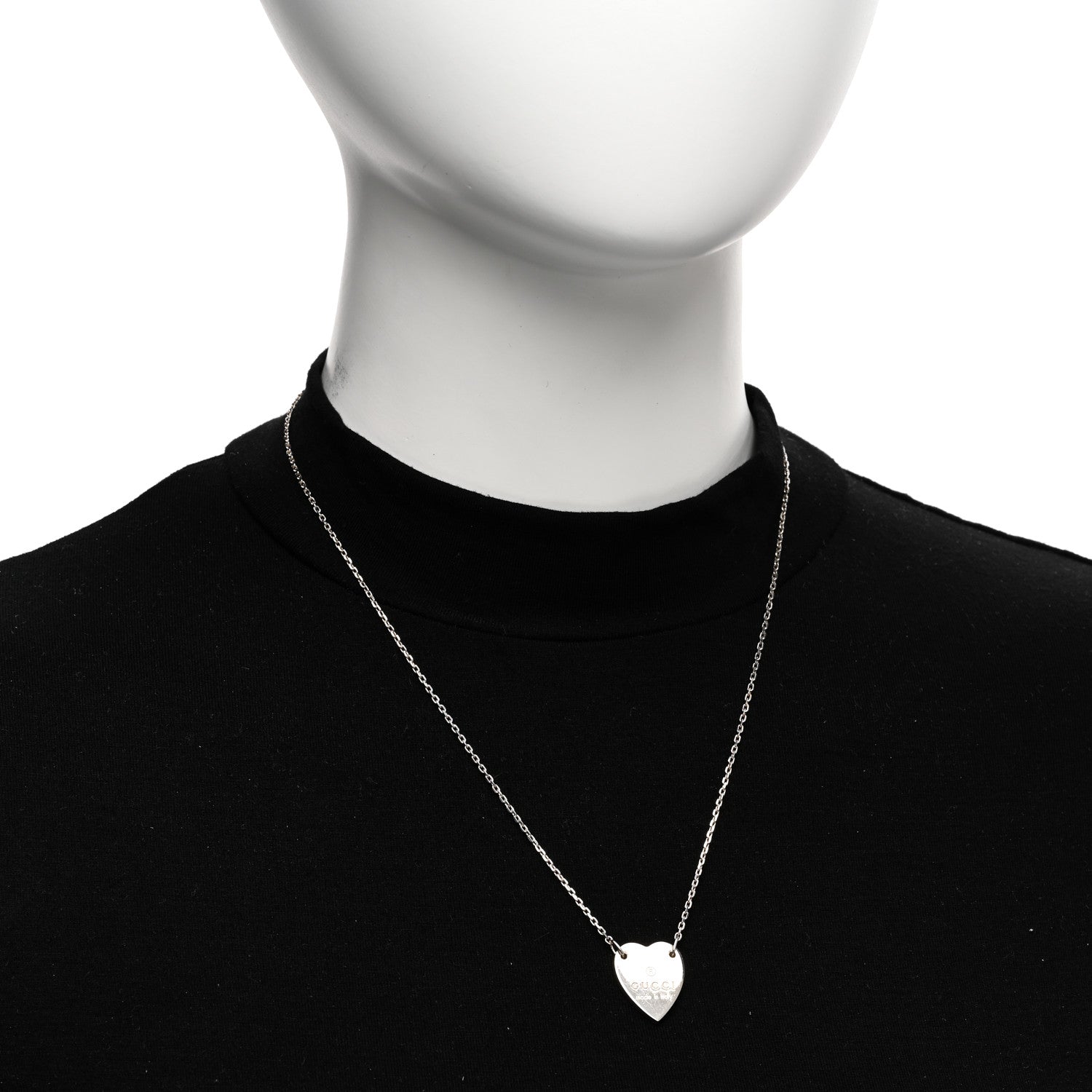 Gucci Sterling Silver Trademark Heart Pendant Necklace 2 of 6