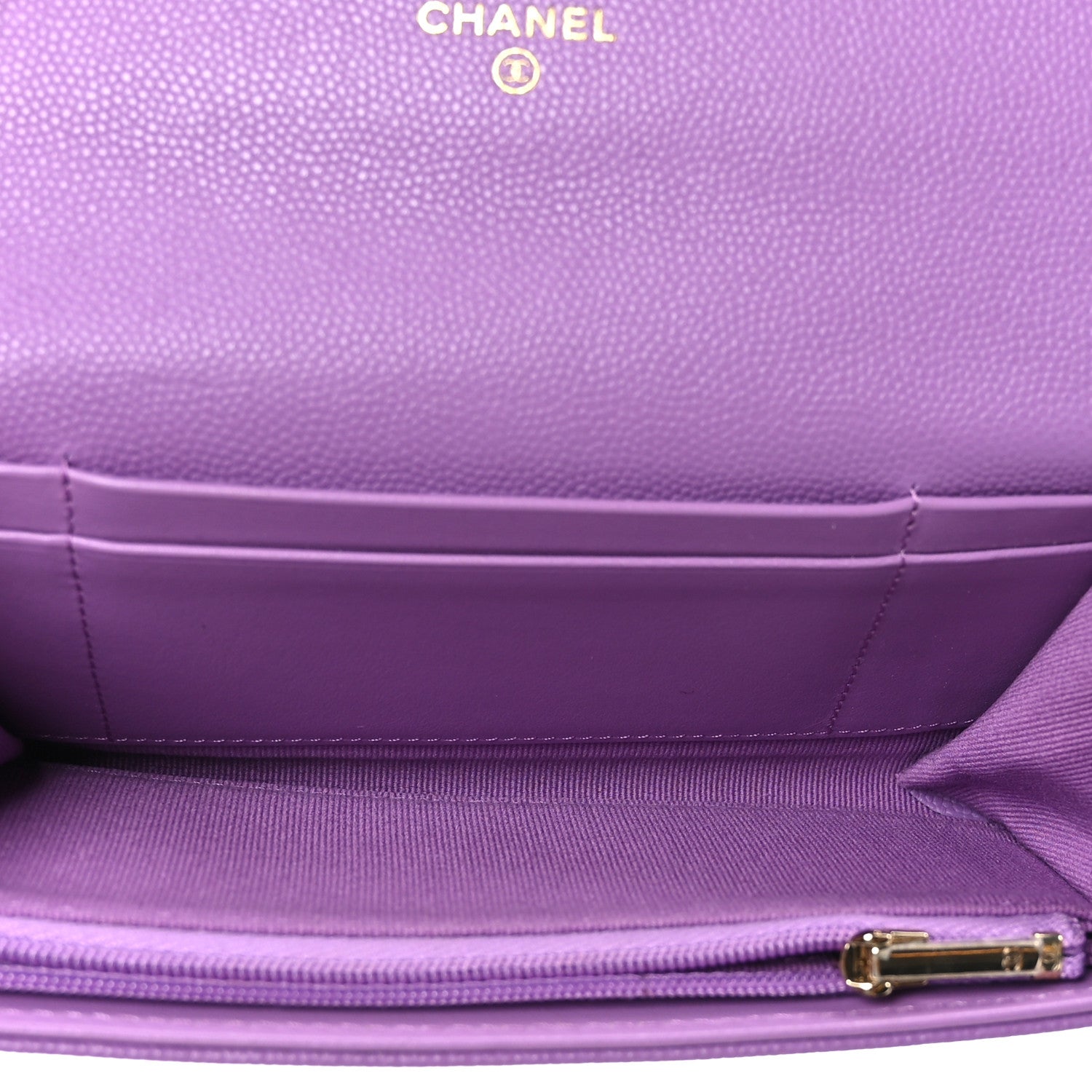 Chanel Caviar Quilted Medium Gusset Flap Wallet Purple 6 of 7