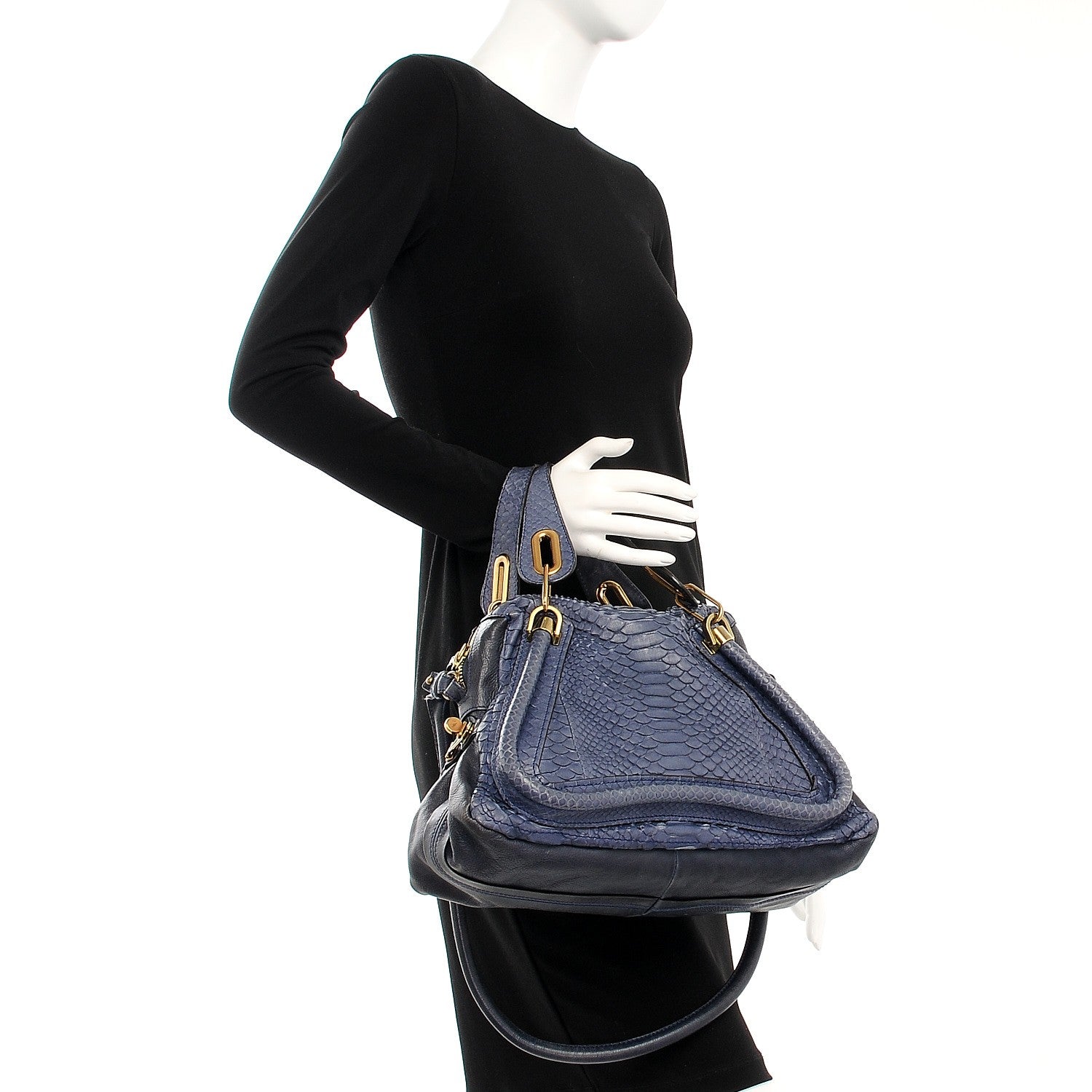 Chloe Python Calfskin Medium Paraty Blue Nuit 3 of 16