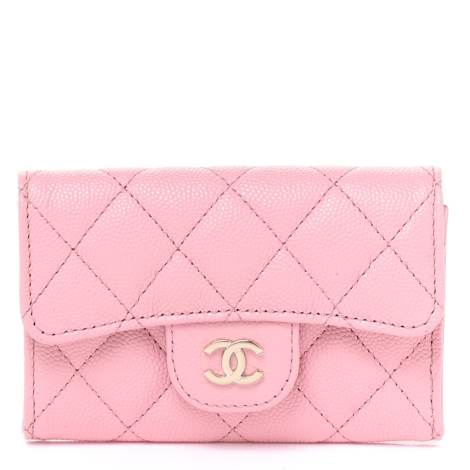 Chanel Caviar Quilted Flap Card Holder Wallet Light Pink 1 of 9