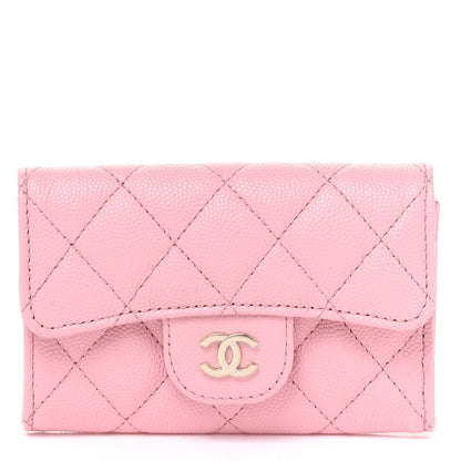 Chanel Caviar Quilted Flap Card Holder Wallet Light Pink 1 of 9