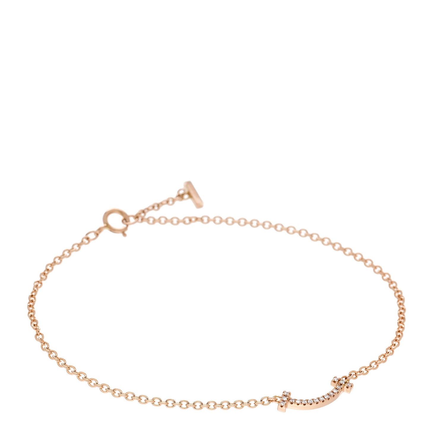 18K Rose Gold Diamond Mini T Smile Bracelet