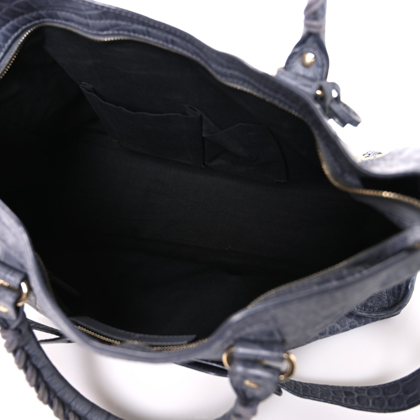 Calfskin Crocodile Embossed Giant 12 Gold Hardware City Gris Beton