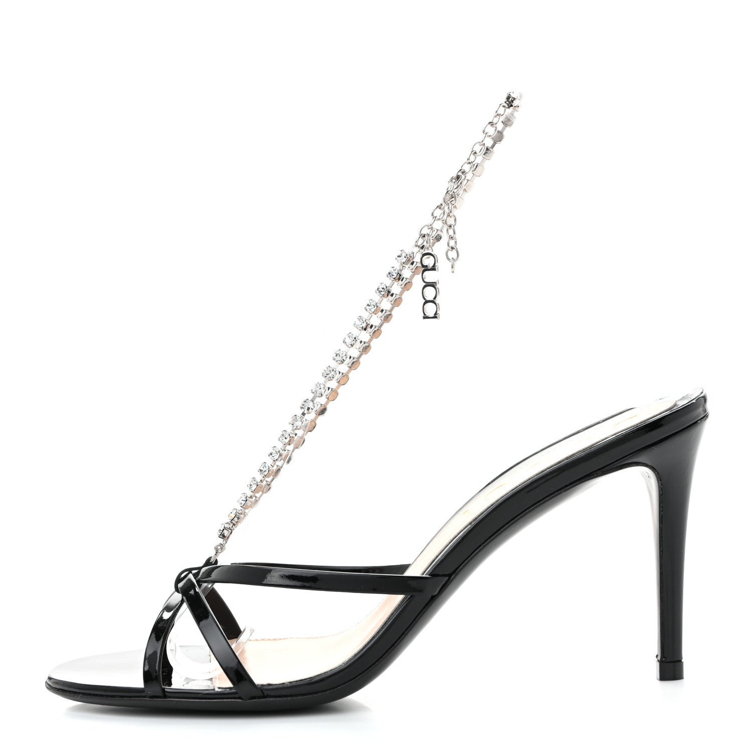 Gucci Vernice Crystal Sandals 37 Black 1 of 8