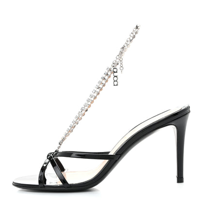 Gucci Vernice Crystal Sandals 37 Black 1 of 8