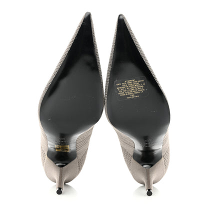 Balenciaga Textured Recycled Knit Logo Extreme Pointed Toe Knife 2.0 Booties 37.5 Taupe 5 of 7
