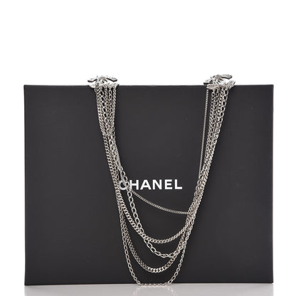Chanel Baguette Crystal CC Multi Strand Chain Necklace Silver 6 of 6