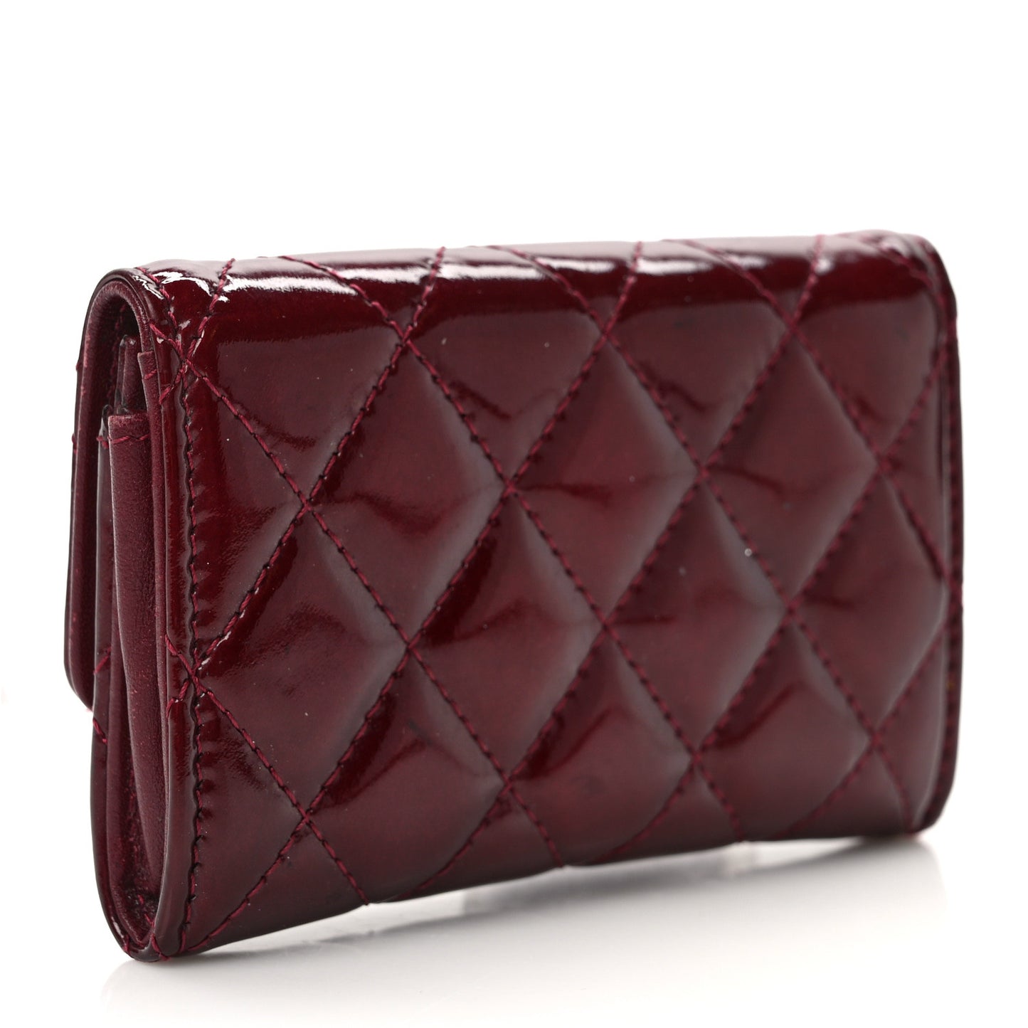 Patent Brilliant Flap Card Holder Burgundy